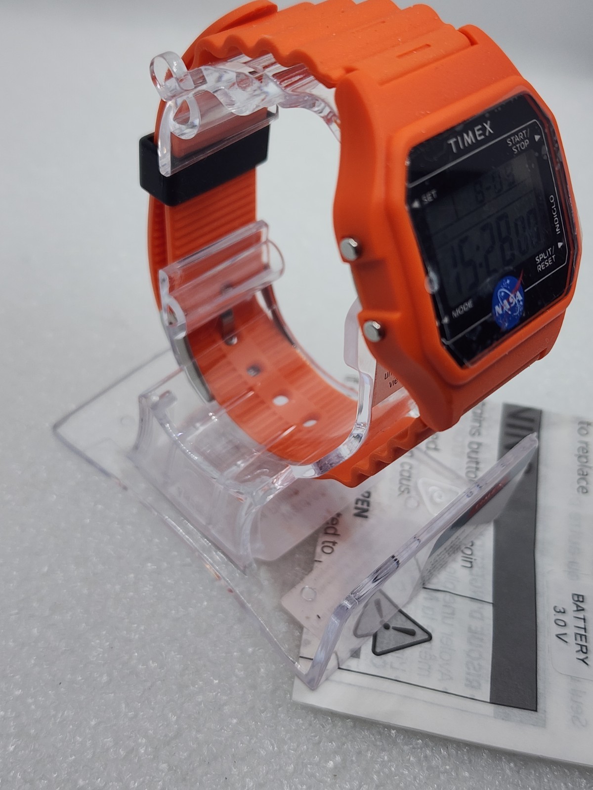 Timex x NASA Artemis Lunar Orange 36mm TW2Y13300 Digital Indiglo Space SAR Watch