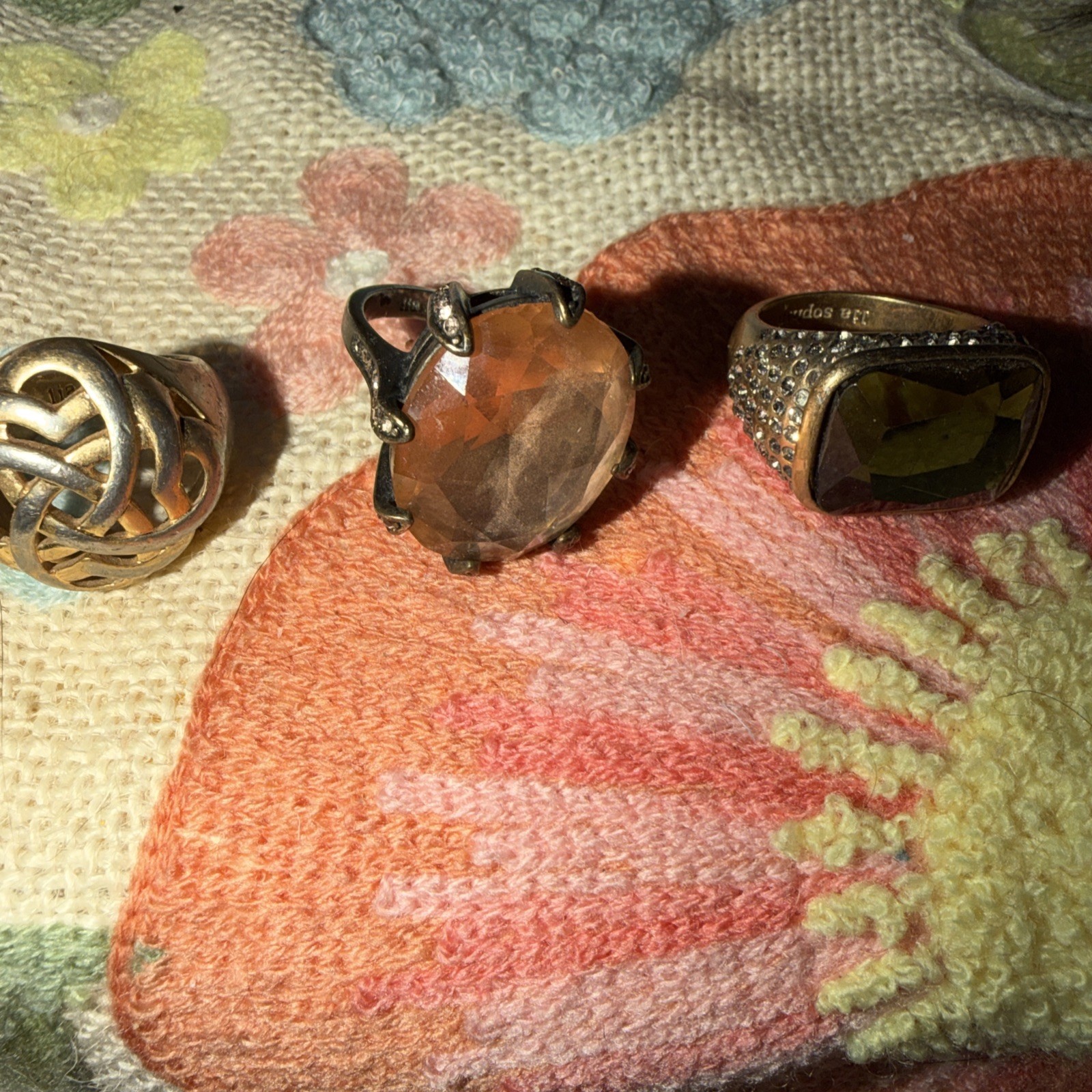 Lis Sophia Lot Of 3 Rings Costume Jewelry Size 7,8 & 8.5