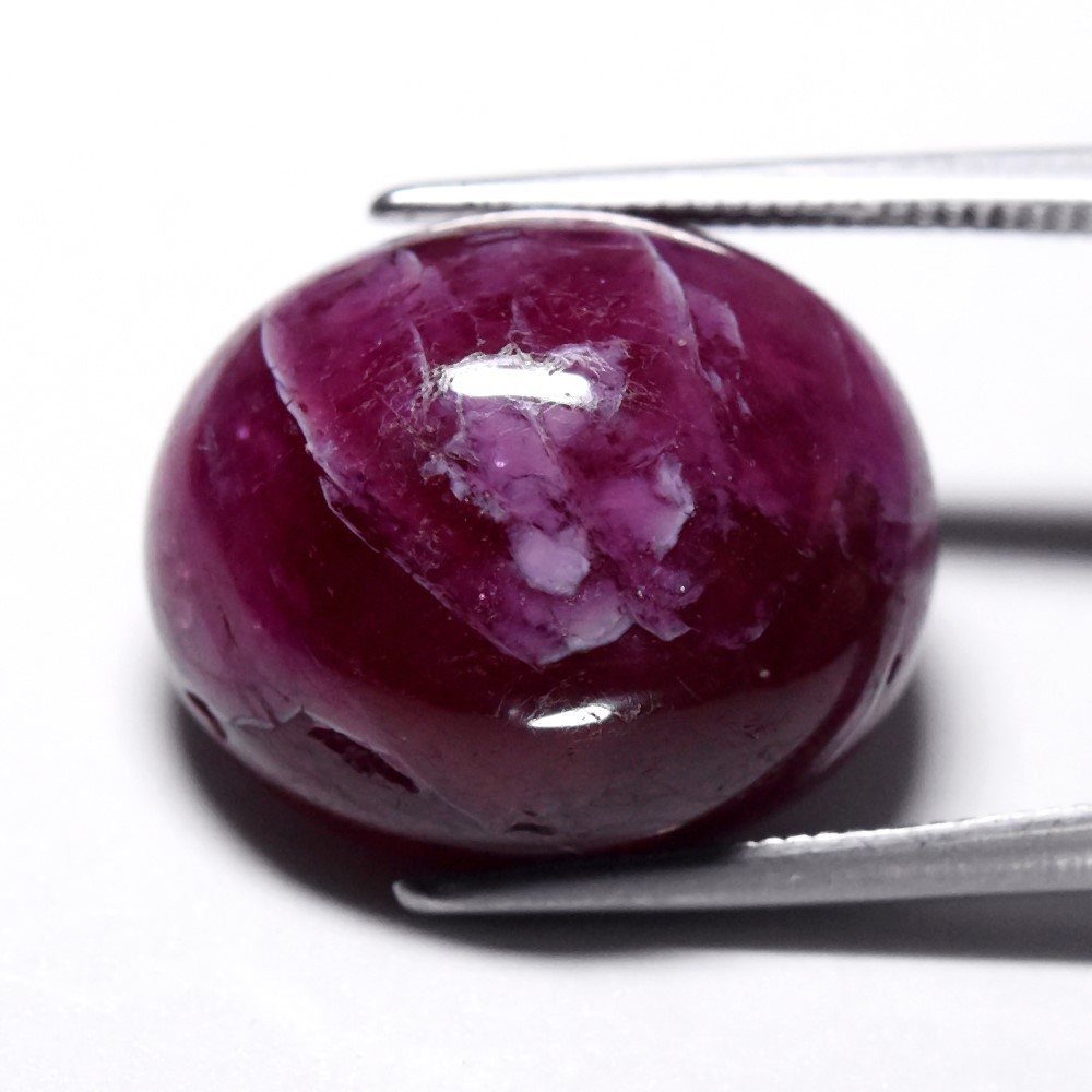💎22.57ct Oval Cabochon Purplish Red Ruby – Heated Glass Filled, Africa Gemstone