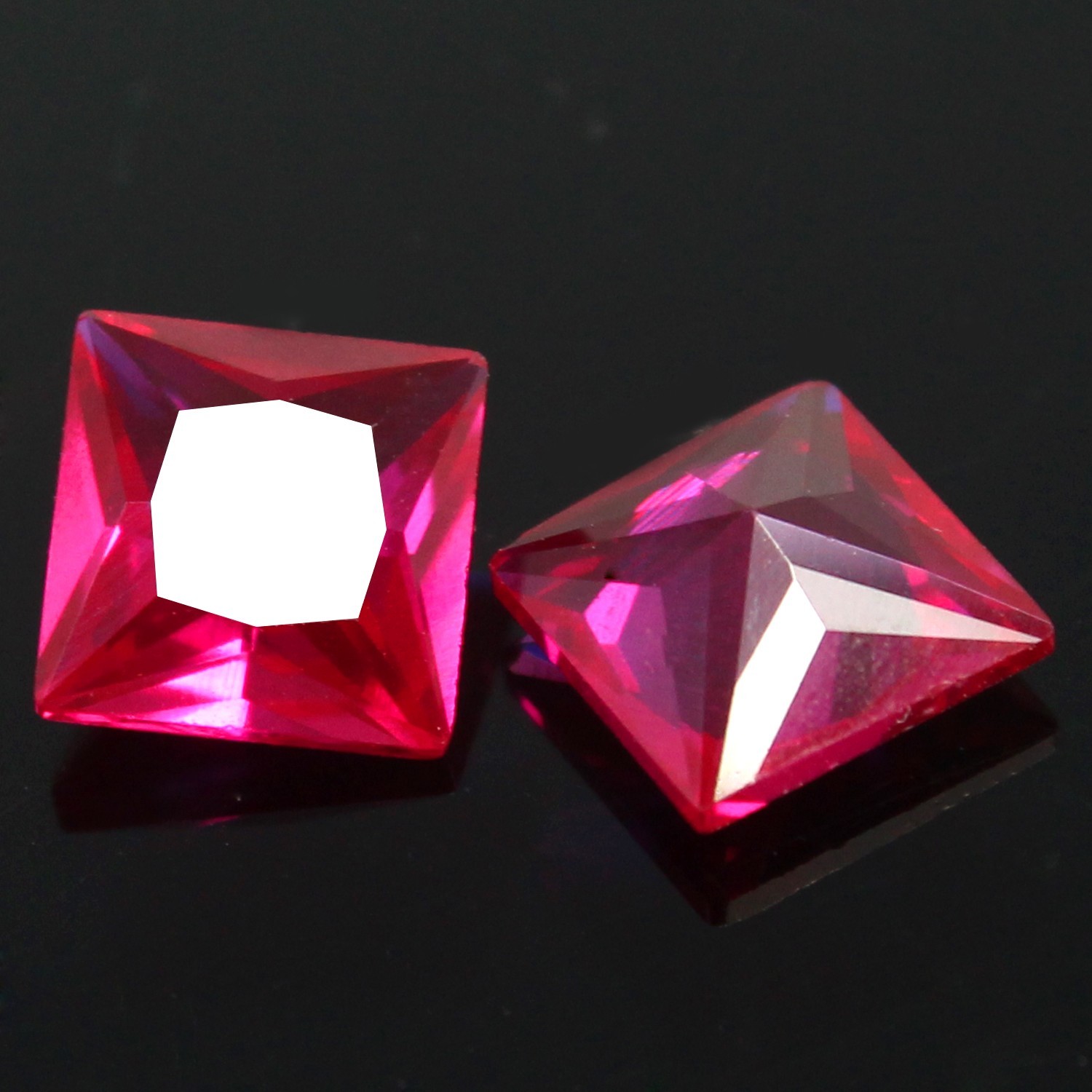 Natural Certified Mogok Red Ruby 6.00 MM Princess Pair Unheated Gemstones