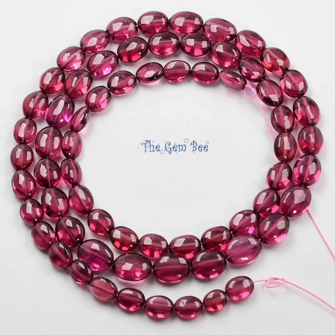 Malawi High Grade Cosmic Pink Rhodolite Garnet Smooth Oval Nugget Beads 16 Inch