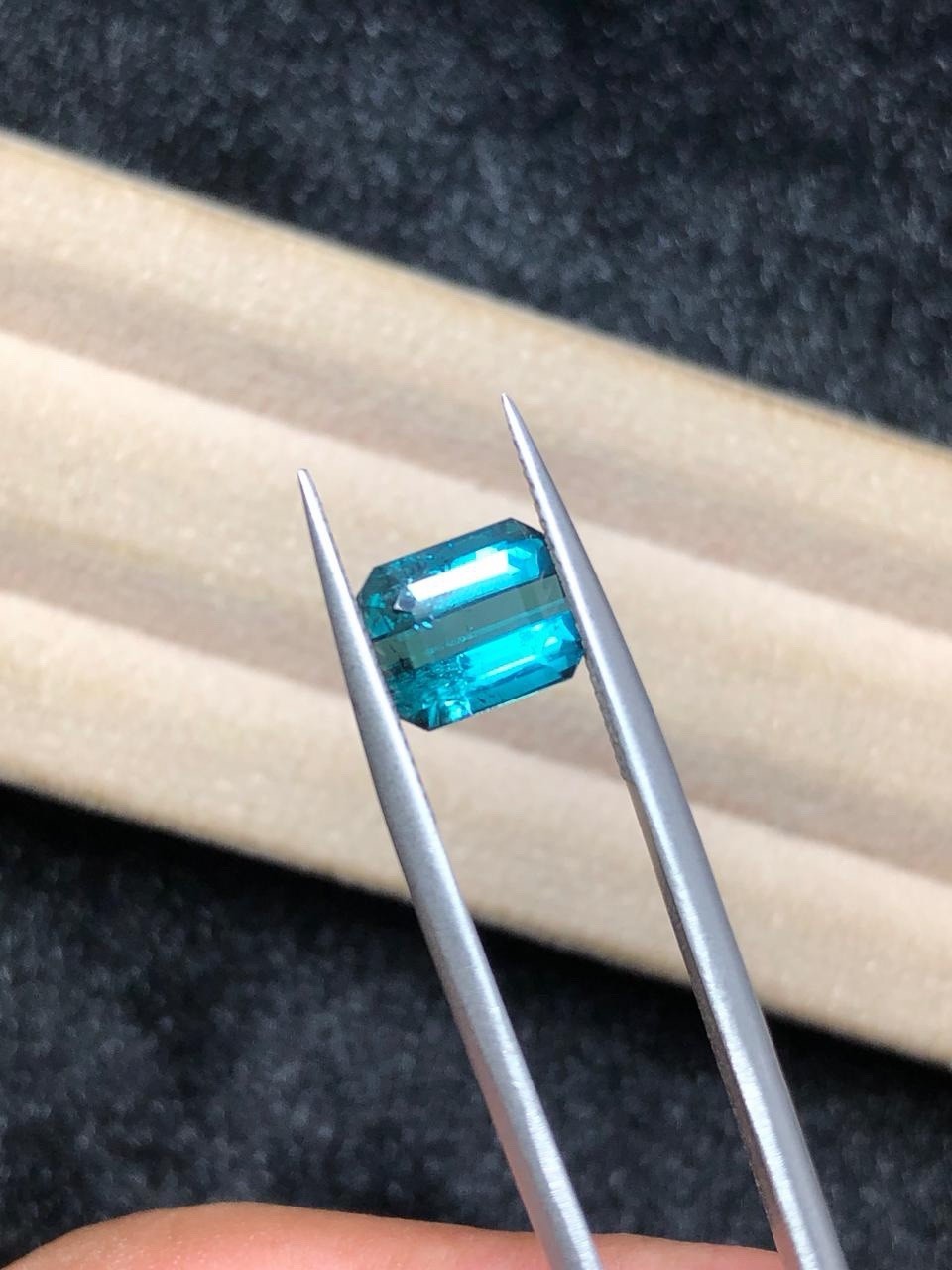 Natural 2.30 Ct Indicolite Blue Tourmaline Emerald Cut Loose Gem Afghanistan