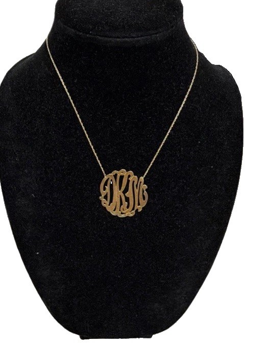 Vintage Jane Basch Sterling Silver Monogram ‘DKM’ Pendant 18” Necklace 11.24 Gr