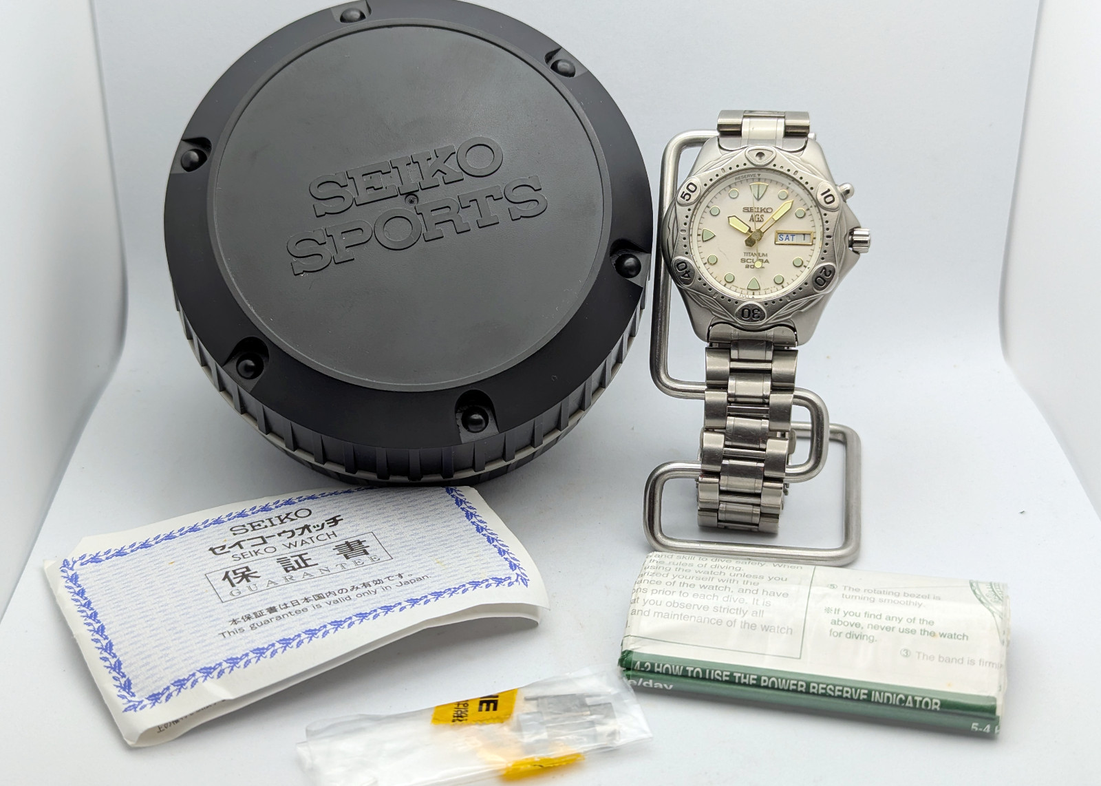 Seiko AGS Kinetic SBBW041 JDM Full Lume Titanium Scuba 200M 5M43-0B40 | Full Set