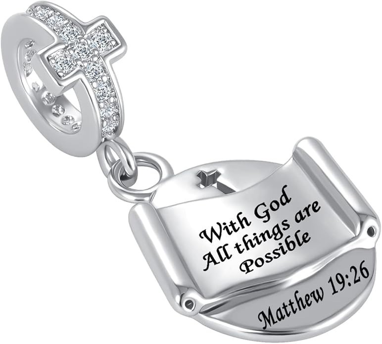 Pandora Cross Charm With God All Things Are Possible Bible Religious Dangle Bead