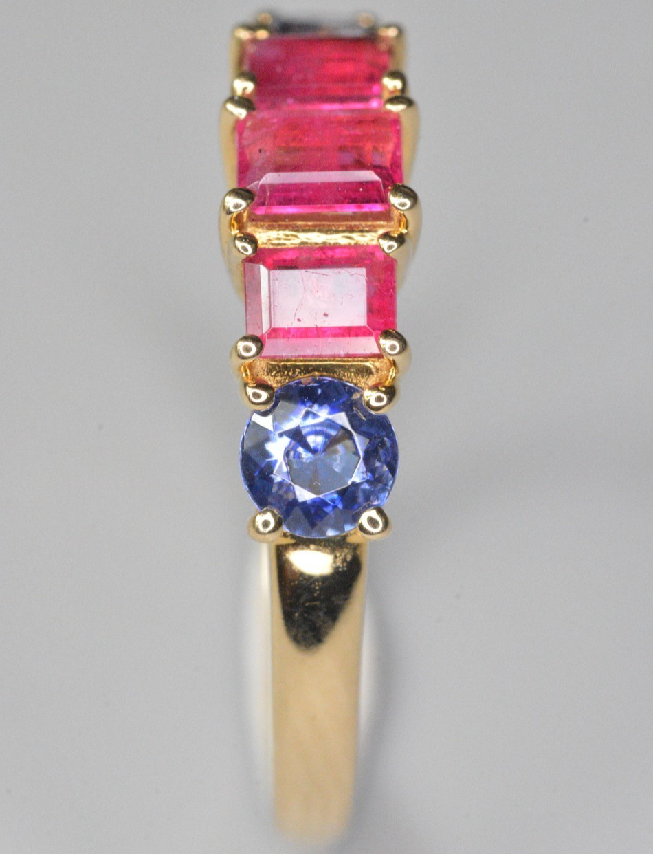 Red Beryl, Benitoite, Red Emerald, Bixbite, Ring, 14 KT Gold