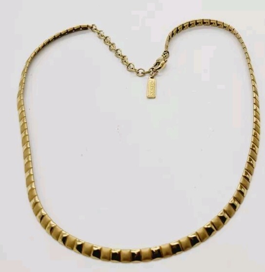 Napier Gold Tone Necklace 18.5 in Square Link Brushed Shiny Vintage