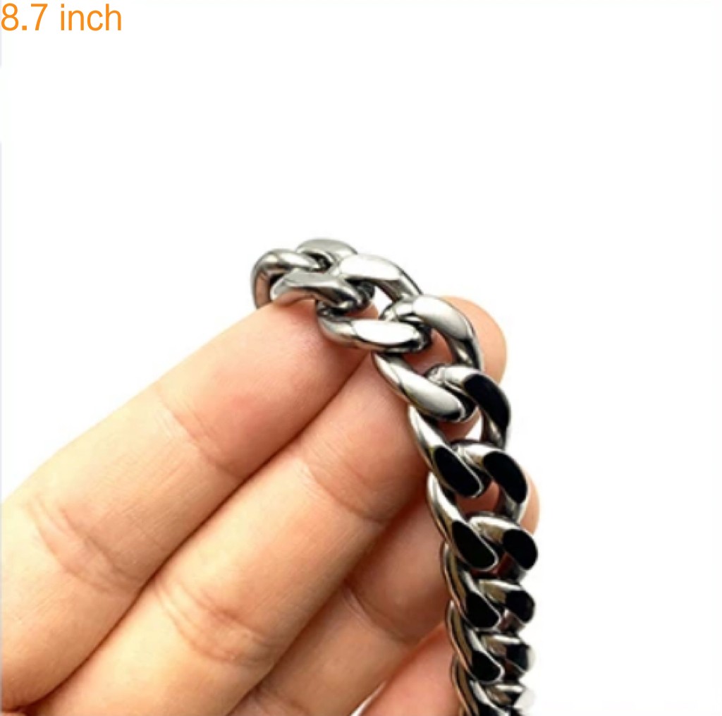 New Pure Titanium Bracelet 10.5mm Wide Polished 2-Side Anti Allergic 8.7″ Gift