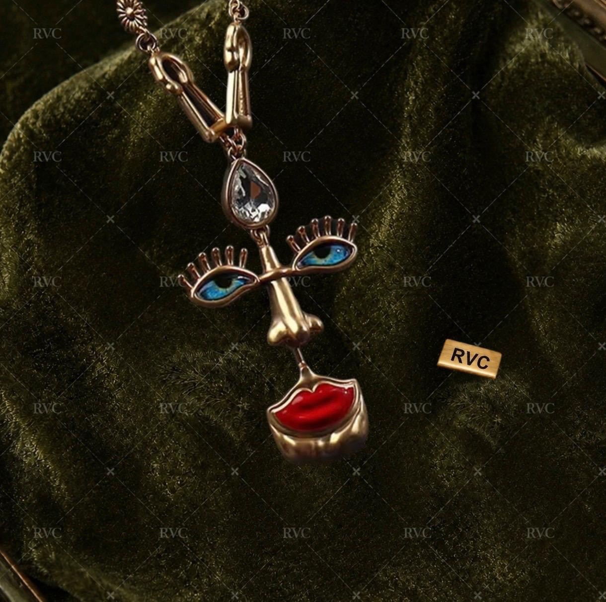 Schiaparelli Enamel Red Lips Statement Pendant Necklace