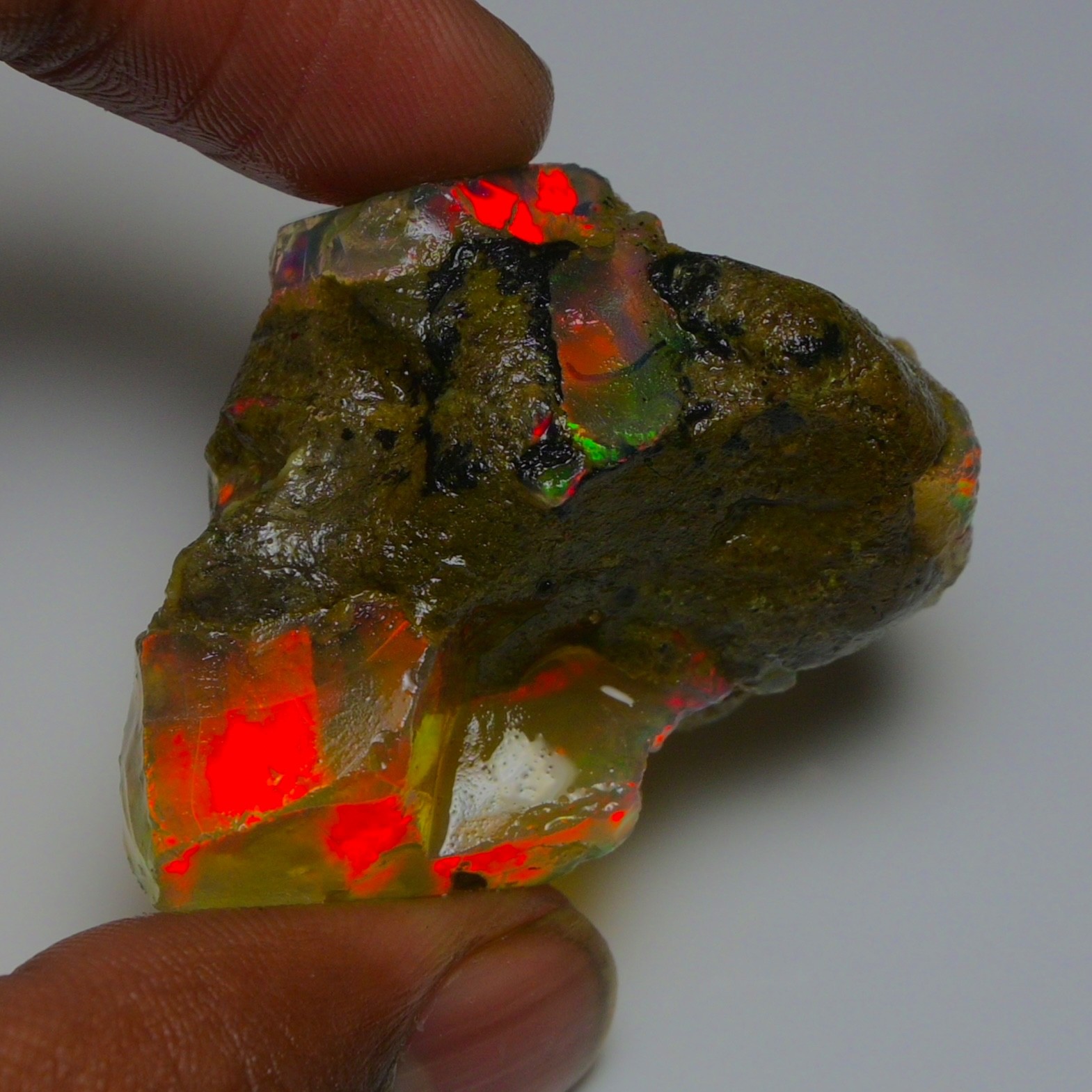 Ethiopian Oil Opal Specimen 84.05 cts Natural Rough Gemstone – Fire Opal Roug