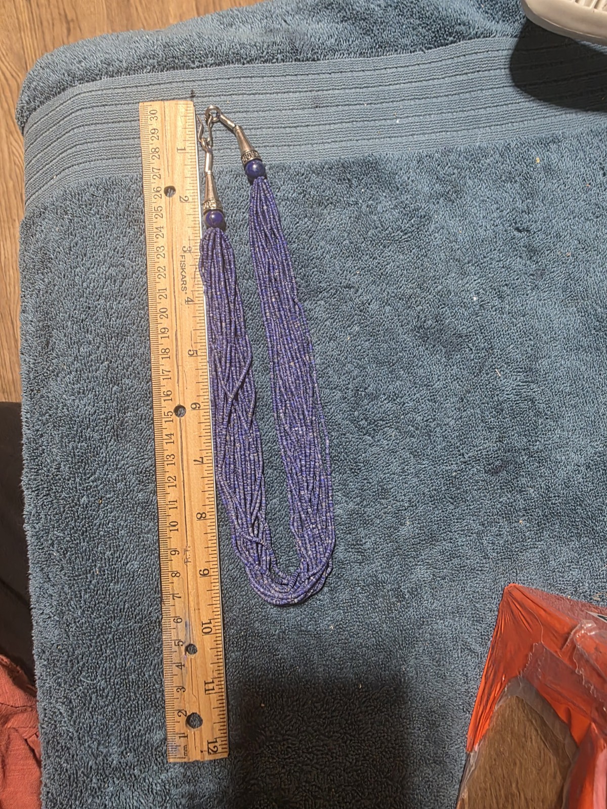 Blue Lapis Multi Strand 18 Inch Necklace