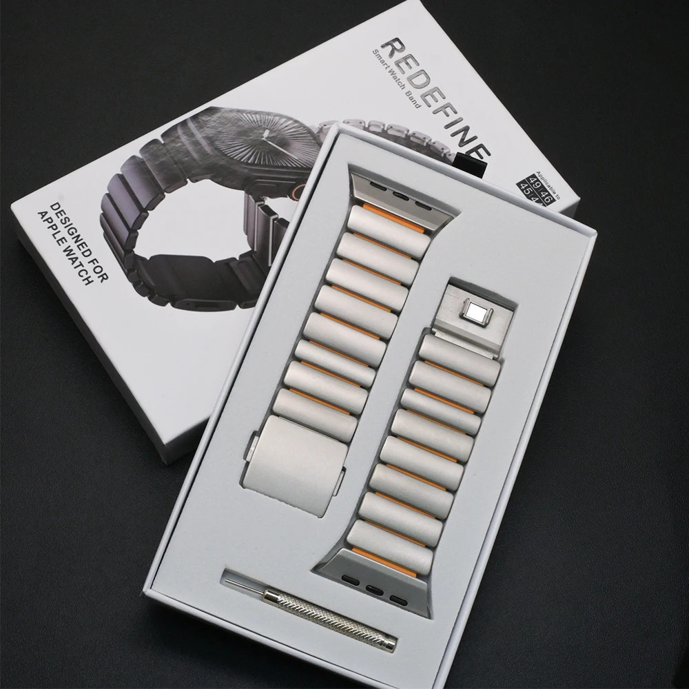 Magnetic Titanium Rubber Metal Band For Apple Watch Ultra3 49mm 11 10 9 8 7 6 SE