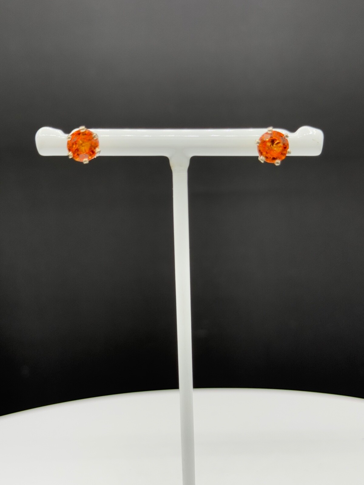 2.24 Carat Natural Orange Spessartite Garnet 14k White Gold Screw Back Earrings