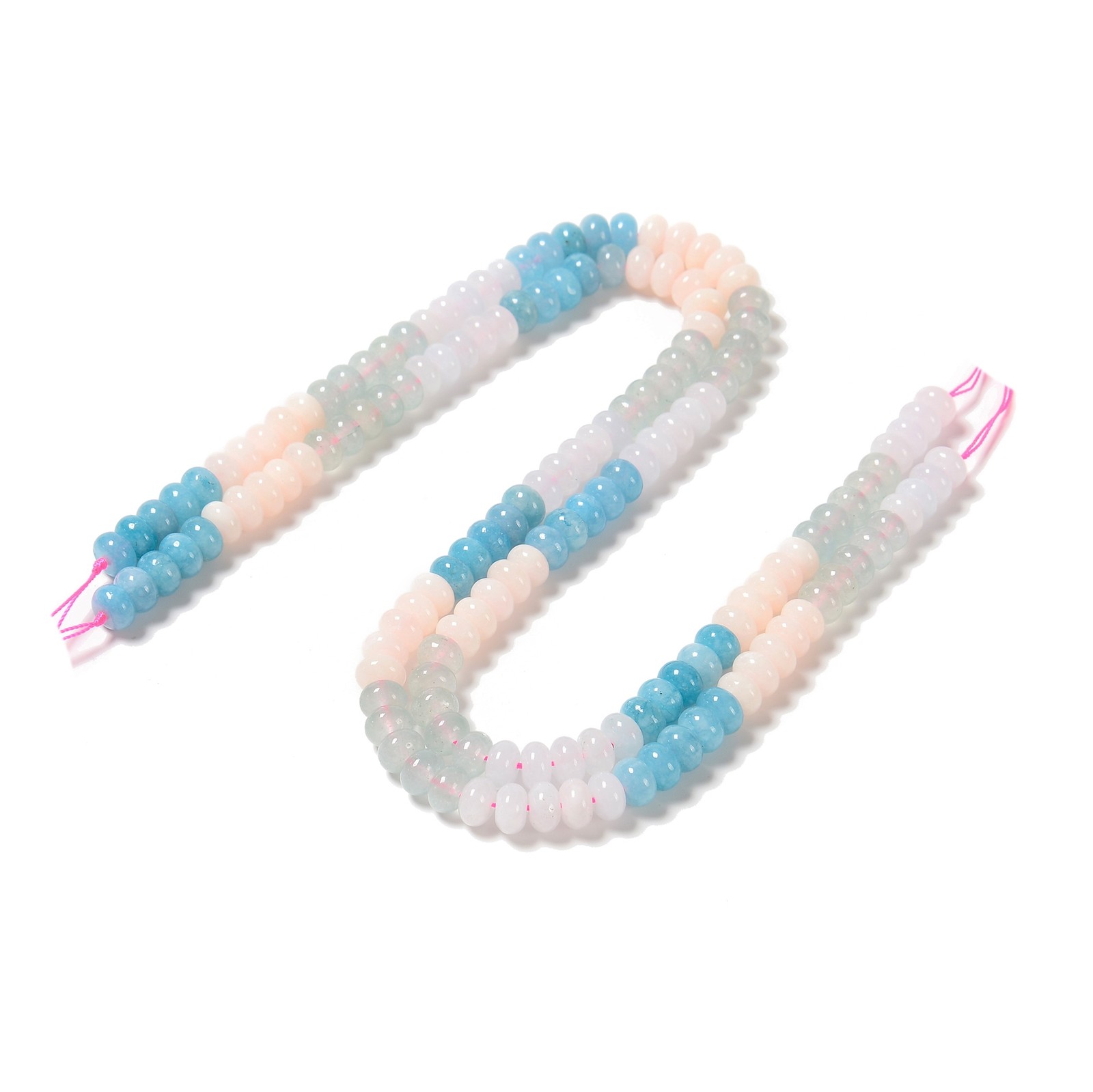 01-Multi-color Dyed Jade Smooth Rondelle Beads Size 5x8mm 15.5” Strand