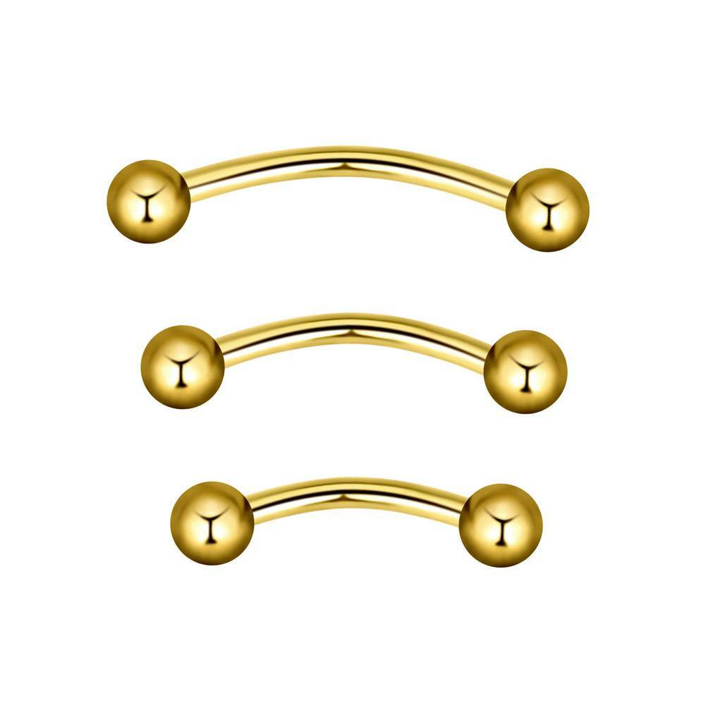 6PCS Mix Color Eyebrow Stud Curved Barbell Surgical Steel Bent Piercing Ring 16G