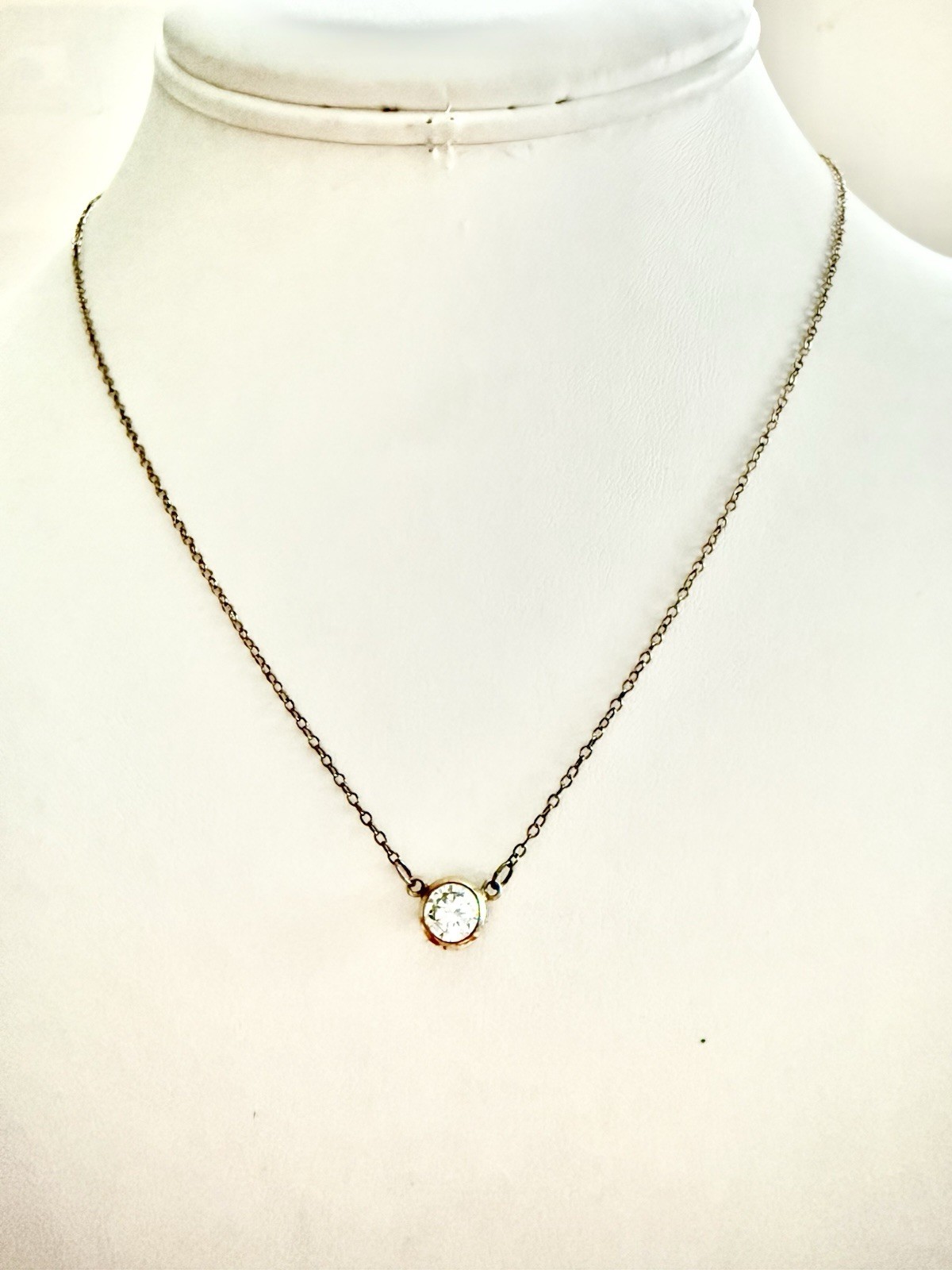 14k GOLD FILLED Miranda Frye Stephanie 16” Floating Solitaire Necklace