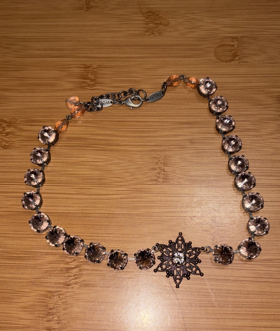 Sabika Blush Pink Crystal Statement Choker Necklace Gunmetal
