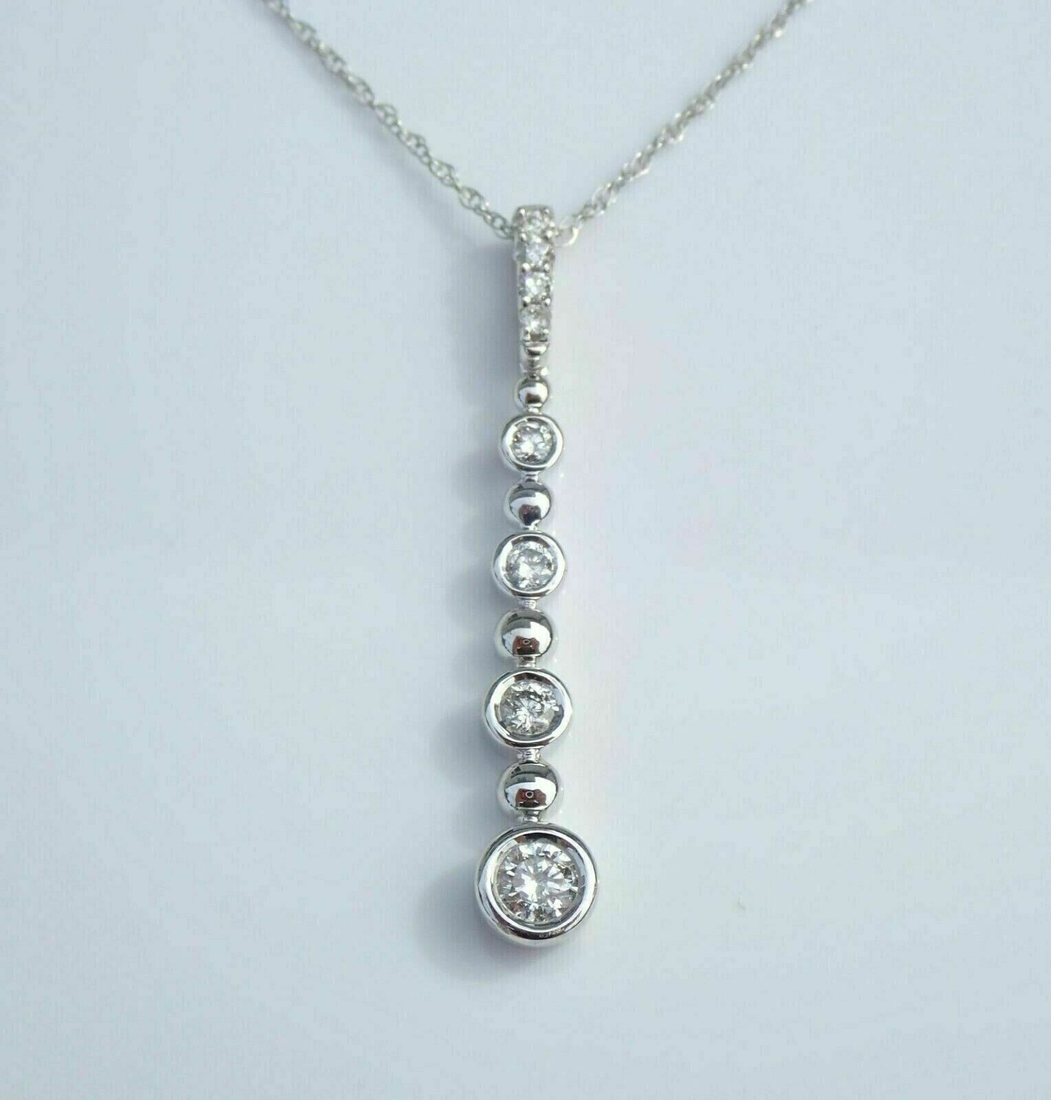 Round Cut Simulated Diamond Stunning Women’s Long Pendant 14k White Gold Plated