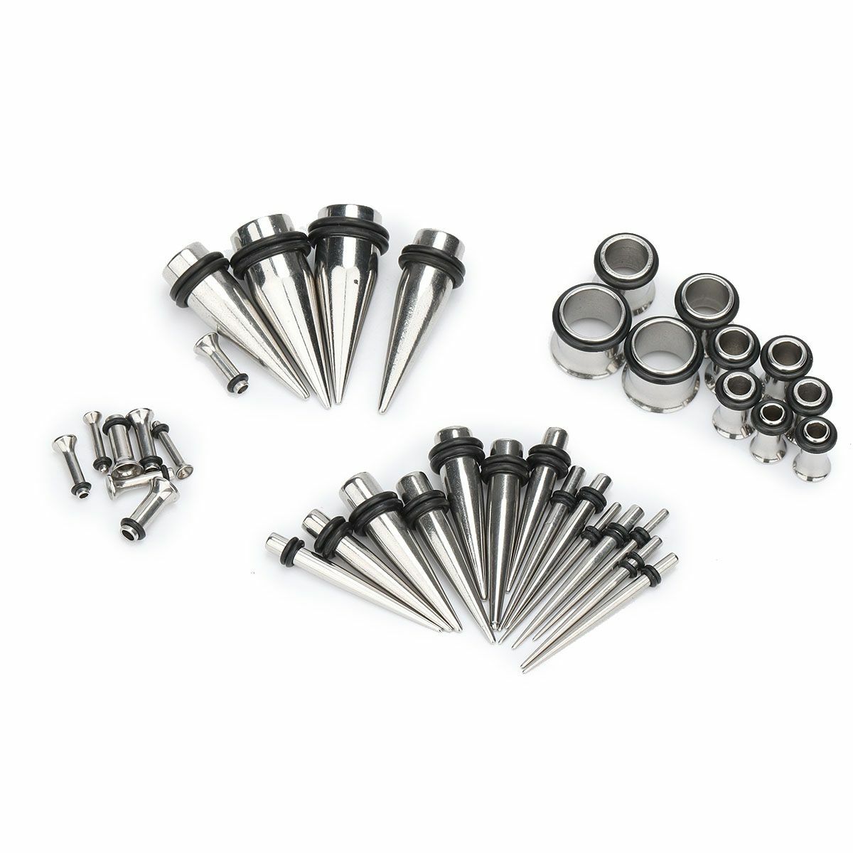 36PCS Stainless Steel Ear Taper Stretching Kit Gauge Expenders set Tunnel Plugs