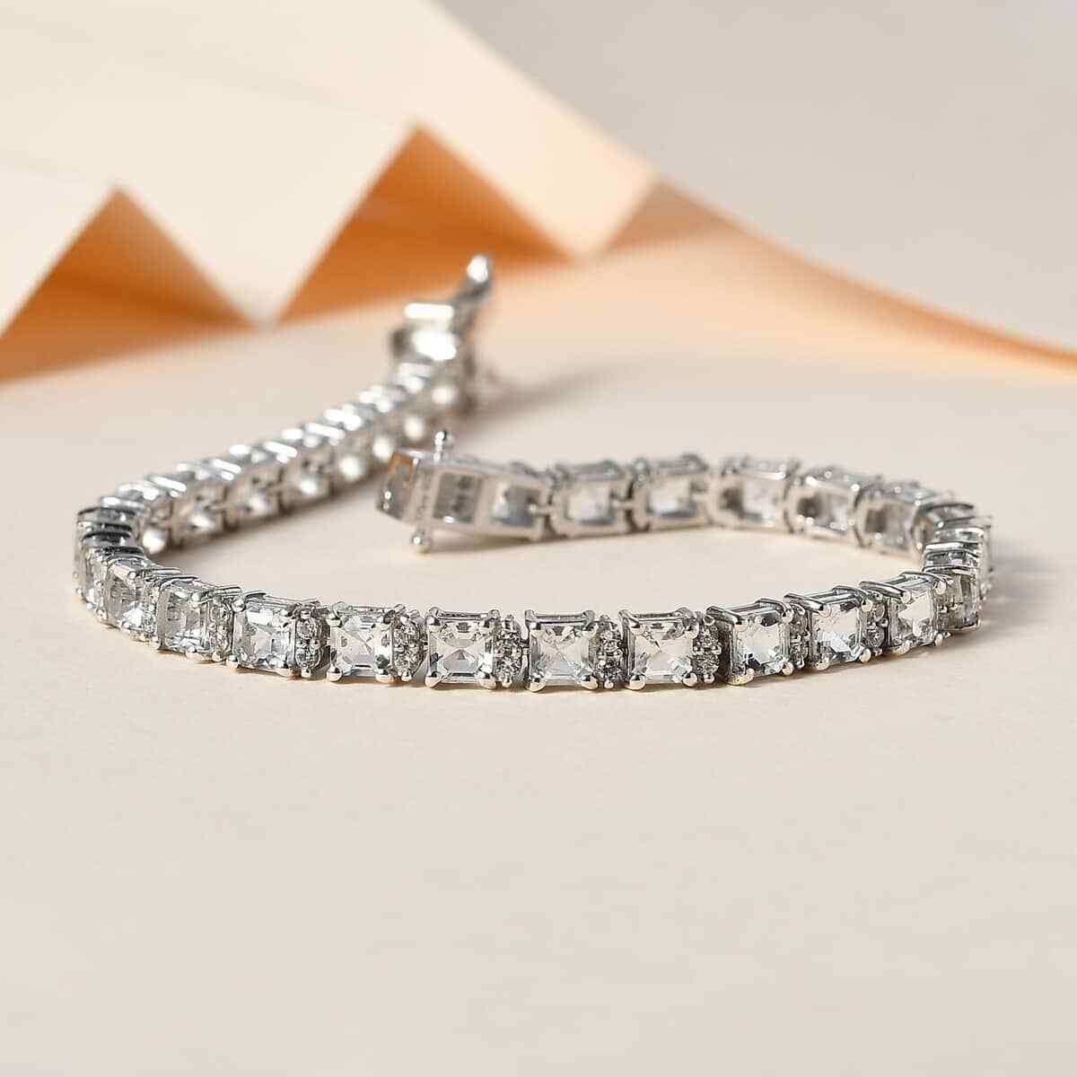 9.00ctw Asscher Cut Mexican Hyalite Opal Tennis Bracelet Platinum Plated 7.25″