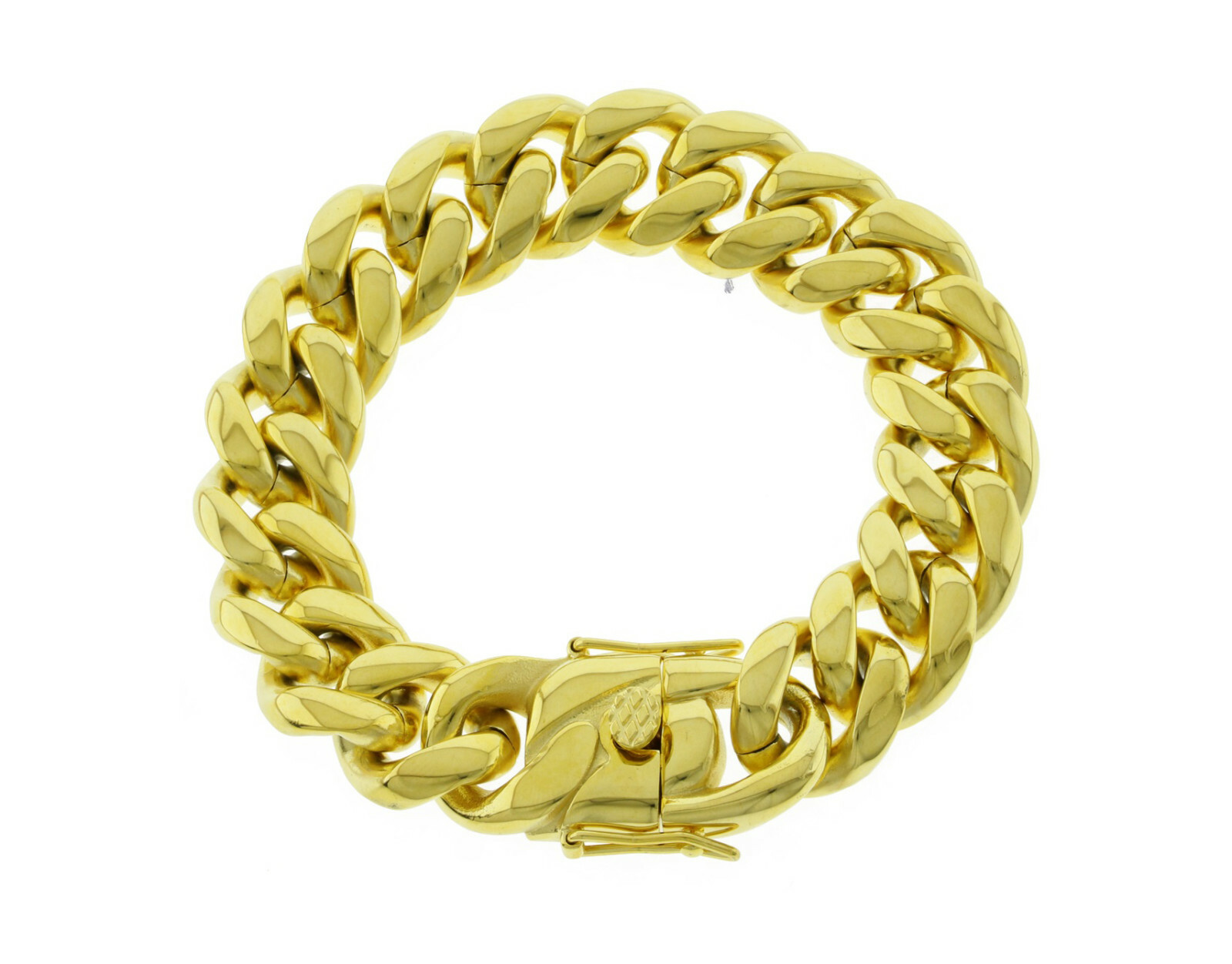 9inch Long Solid 18K Gold Plated 6mm-18mm Miami Cuban Curb Link Chain Bracelet