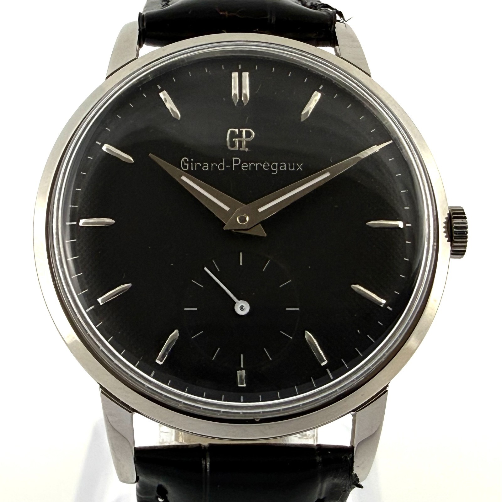 SWISS MADE OVERSIZED GIRARD PERREGAUX NICE BLACK DIAL MANUAL WIND GENTS WATCH