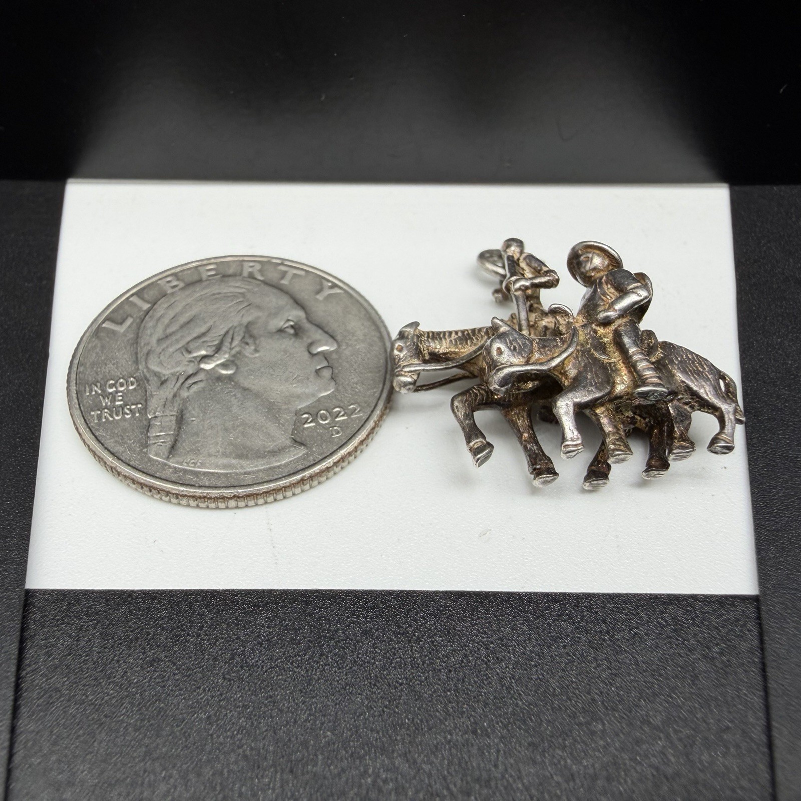 Vtg Sterling Silver Man of La Mancha Don Quixote Sancho Panza Charm See Details