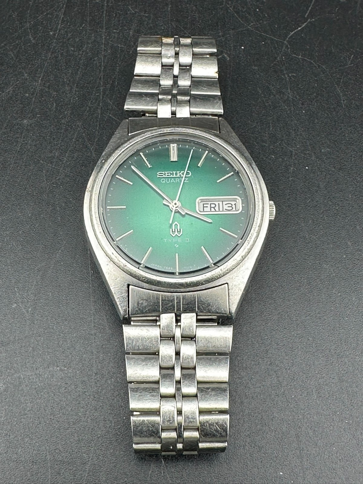 1978 Seiko Type II Men’s Green Fume Dial Day Date Eng/Kanji 35mm 7546-7100