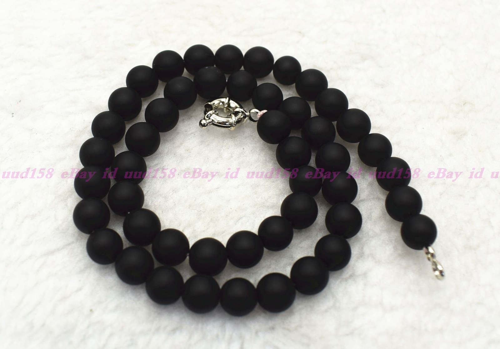 Mens Beads Necklace Matte Black Onyx Gemstone Healing Stone Chakra 18-36″AAA