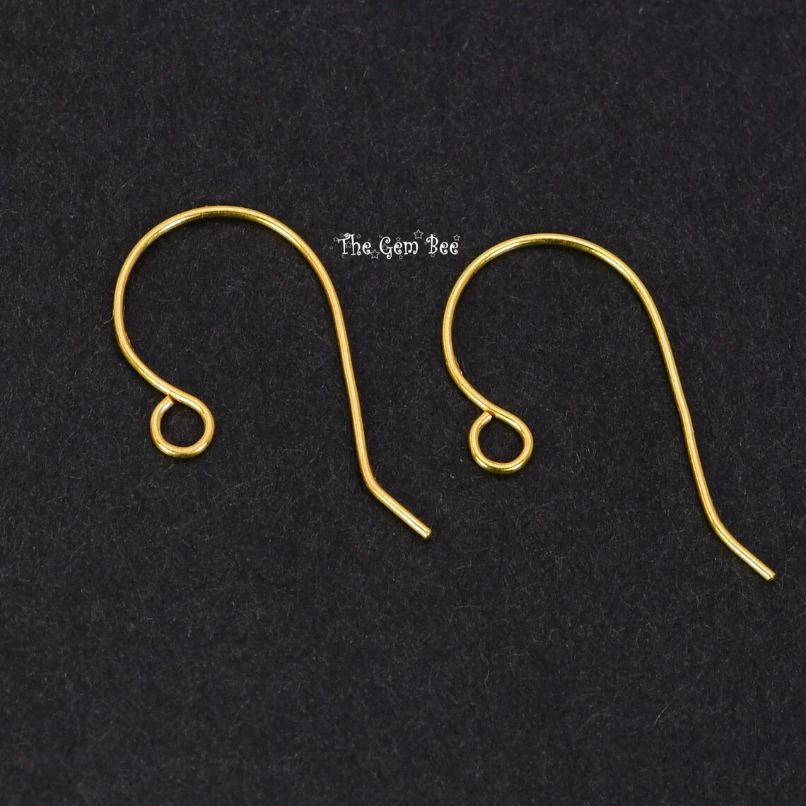 14K Solid Yellow Gold 22 Gauge French Hook Earwire with Ends 15mmx16mm PAIR