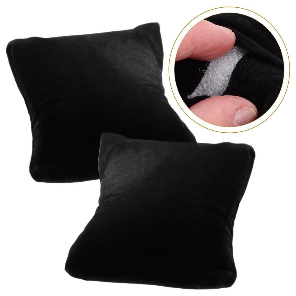 10Pcs Soft Velvet Watch Holder Pillows for Jewelry Display Black Cushions