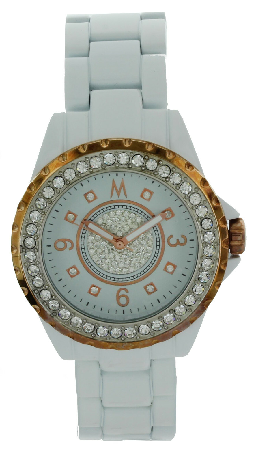 *NEW* Melania Trump Round Case Bracelet Two Tone Watch with stone