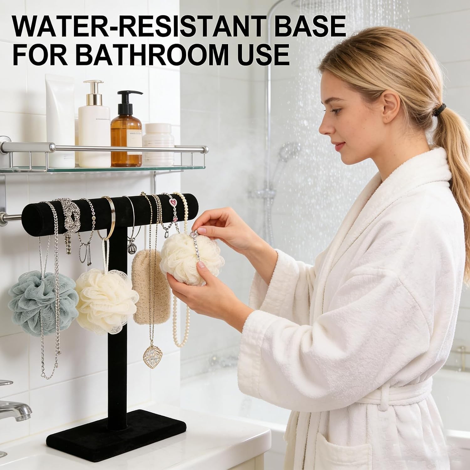 Compact Velvet T-Bar Jewelry Stand – Ideal for Home & Store Display Solutions