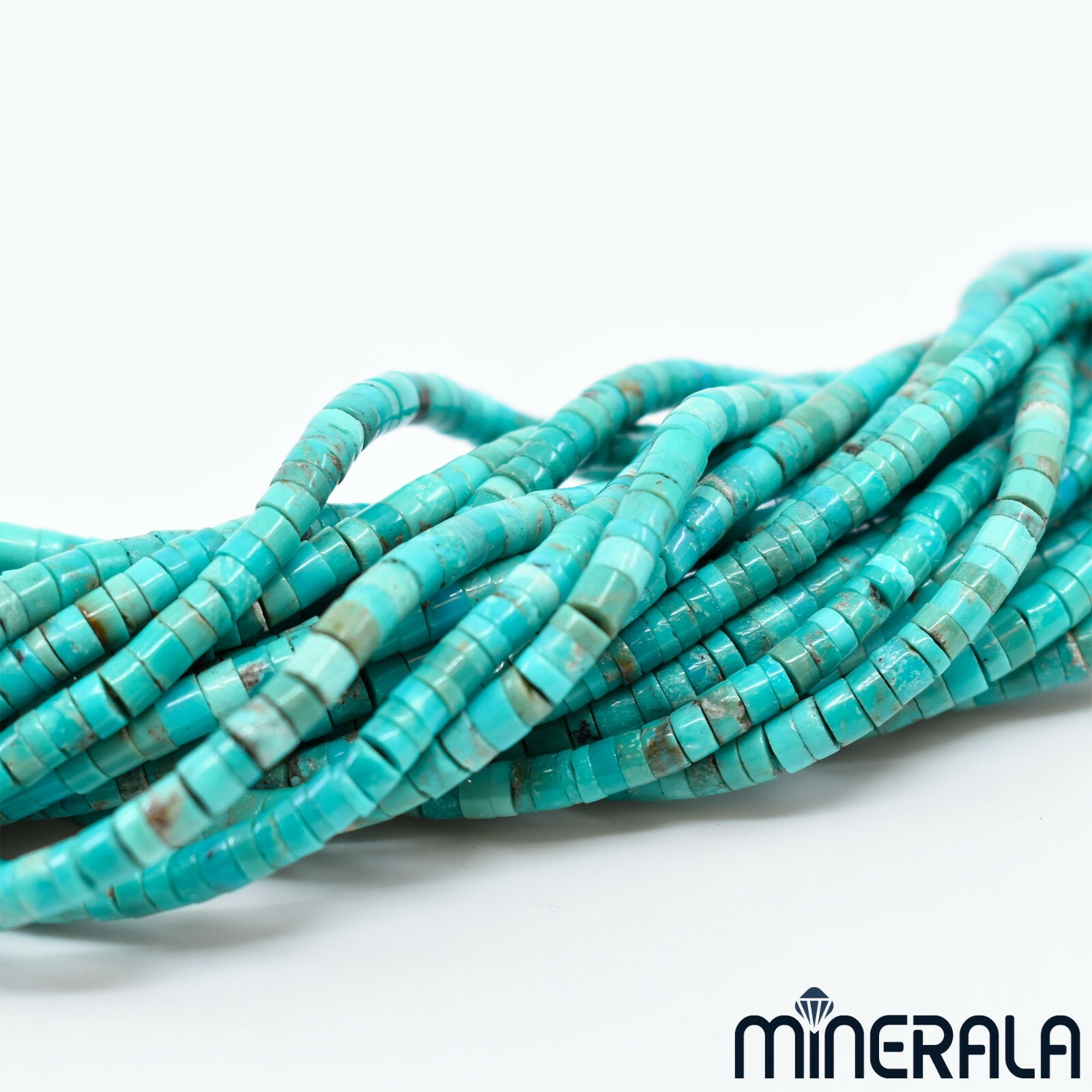 NATURAL TURQUOISE GEMSTONE HEISHI 3mm-3.5mm BEADS 15.5″ 40cm STRAND WP00171