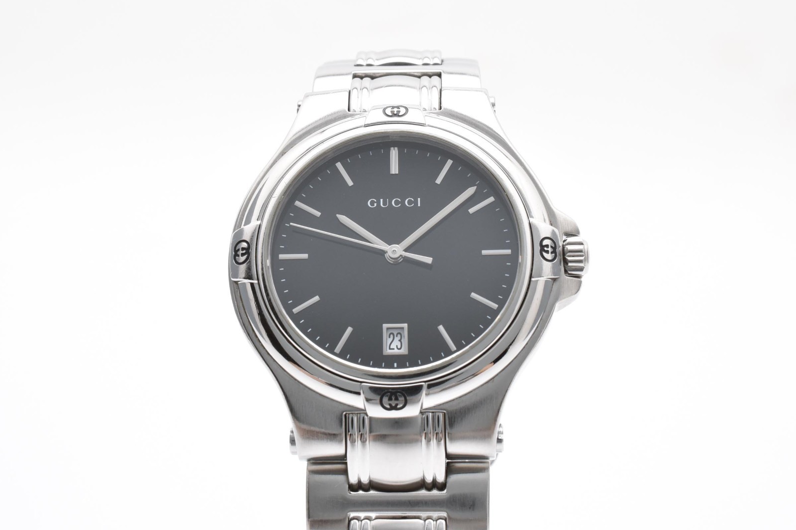 [ Near MINT ] Vintage Gucci 9040M Black Dial 35mm Quartz Men’s Watch From JAPAN