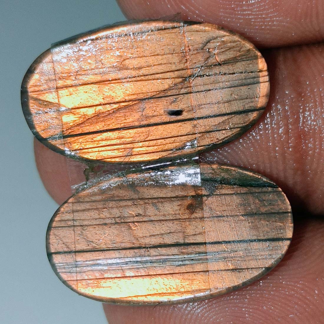 20.50 Cts Natural Labradorite Oval Pair Cabochon Loose Gemstone 13x23x3 mm