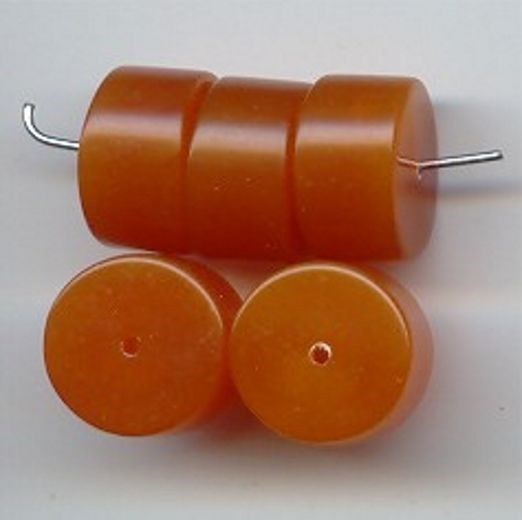 12 VINTAGE AMBER ACRYLIC 14x8mm. SMOOTH TIRE SPACER BEADS 6362