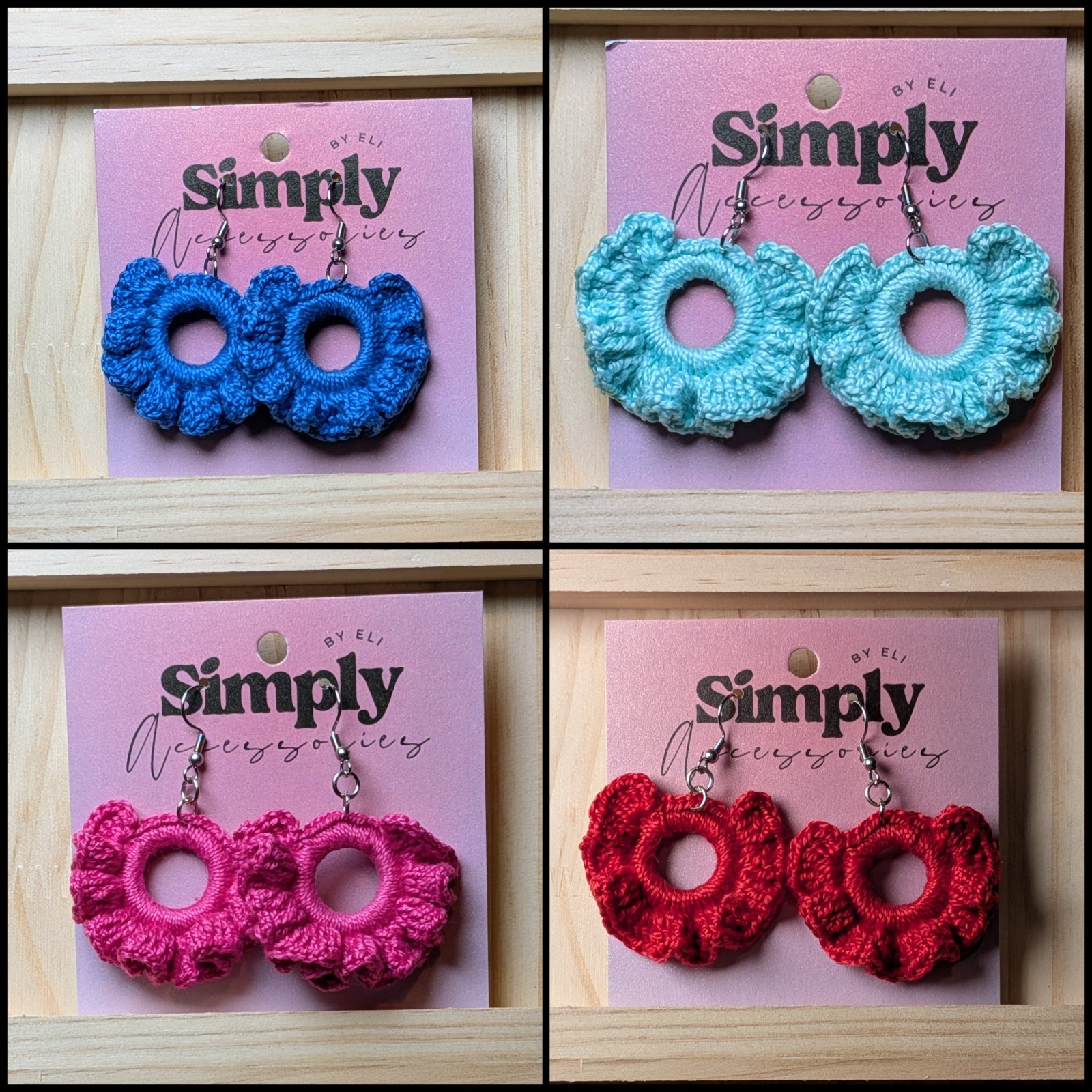 Lot Of 4 Coloful Handmade Crochet Earrings