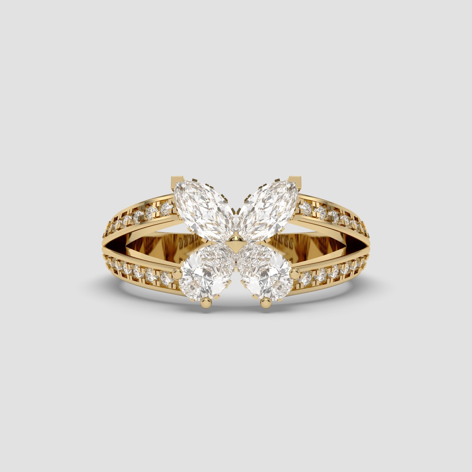 1.45 Ct Marquise , Pear & Round Cut Moissanite Stone Engagement Ring in Silver