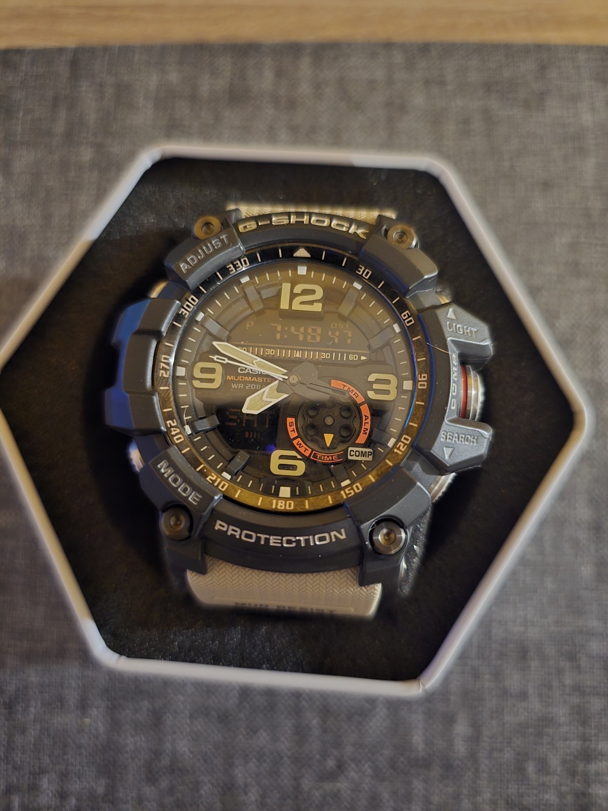 Casio G-Shock Black Dial Tan Resin Strap Mens Watch GG1000-1A5