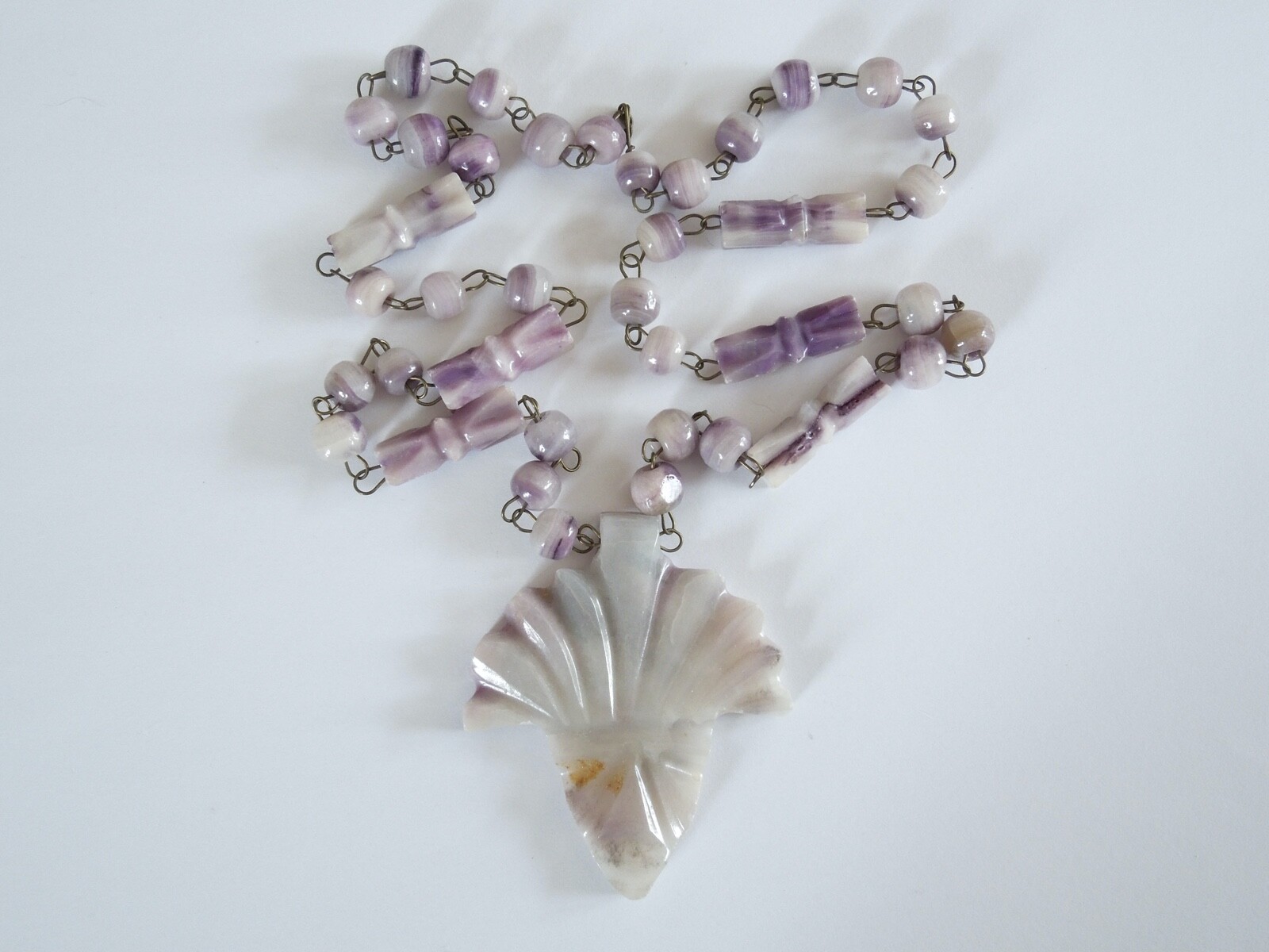 Vintage Necklace With Amethyst And Carved Pendant (Face) 67.1 G/65.5 CM