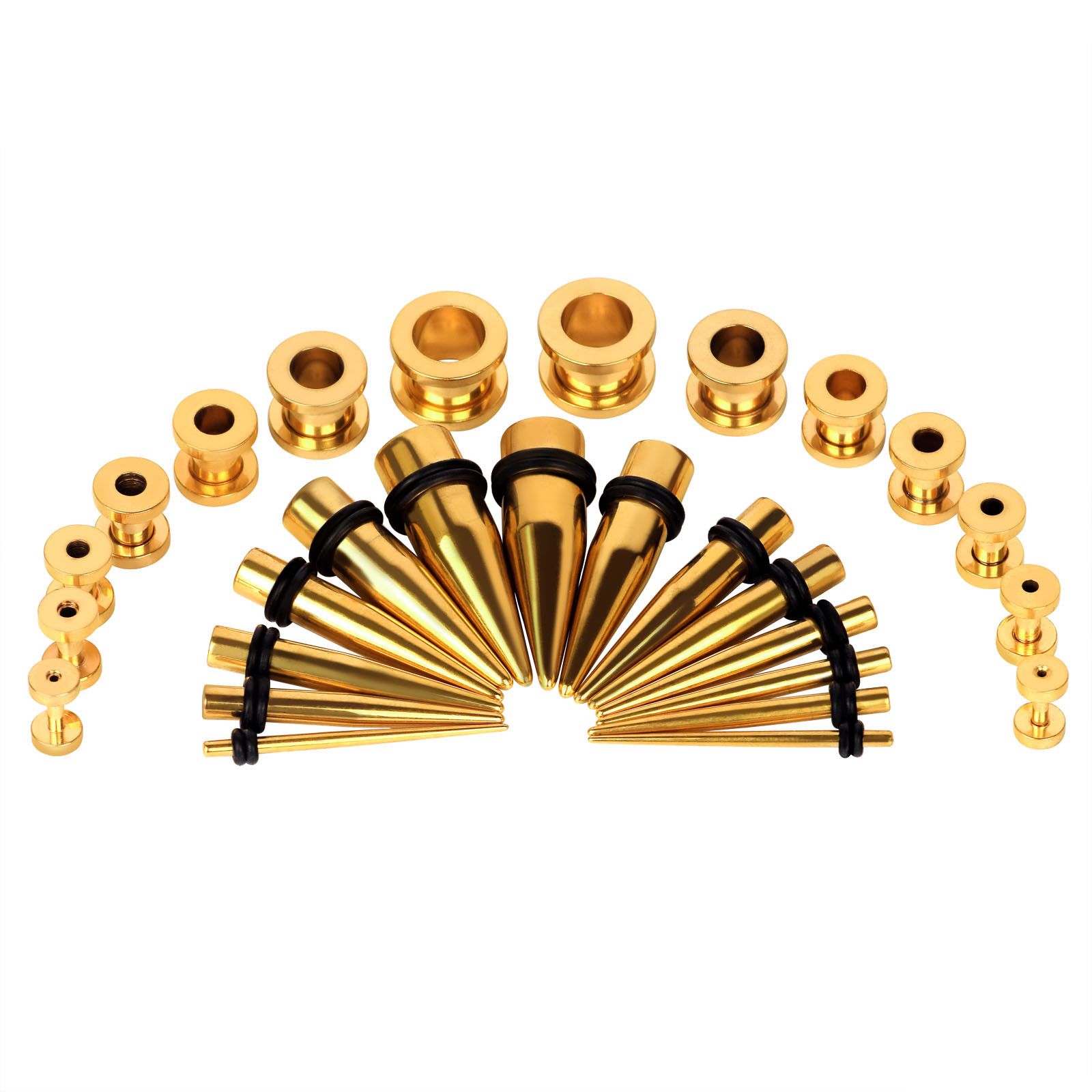 36Pcs Ear Gauge Taper Stretching Kit Ear Plugs Tunnels Expander Piercing 14G-00G