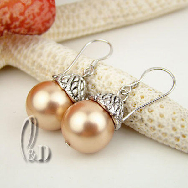 AU STOCK CHIC 12MM LARGE MULTIPLE COLOUR SEA SHELL PEARLS SILVER EARRINGS EA009
