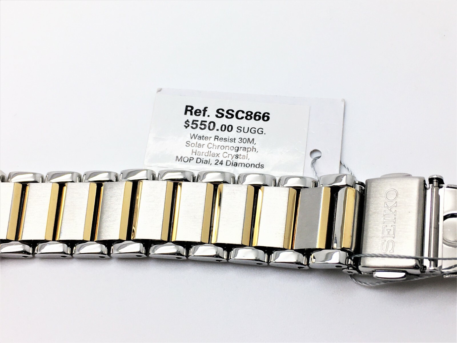 SEIKO LADIES V176-0AC0 “NOT-WORKING” 24 DIAMOND SOLAR CHRONOGRAPH WATCH SSC866