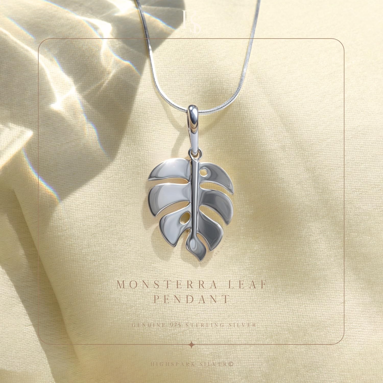 Leaf Pendant Necklace for Women 92.5 Sterling Silver & Stunning Shine Lovely