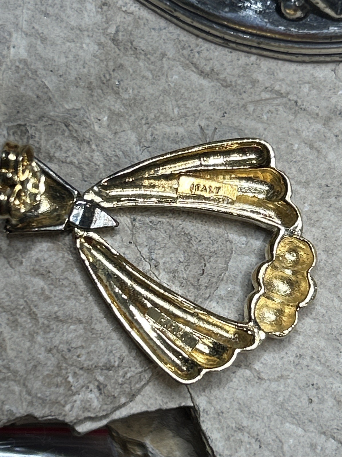 47. F.G.S. Yellow 925 Sterling Door Knocker Style Stud Earrings 1 1/8″, 8.7g