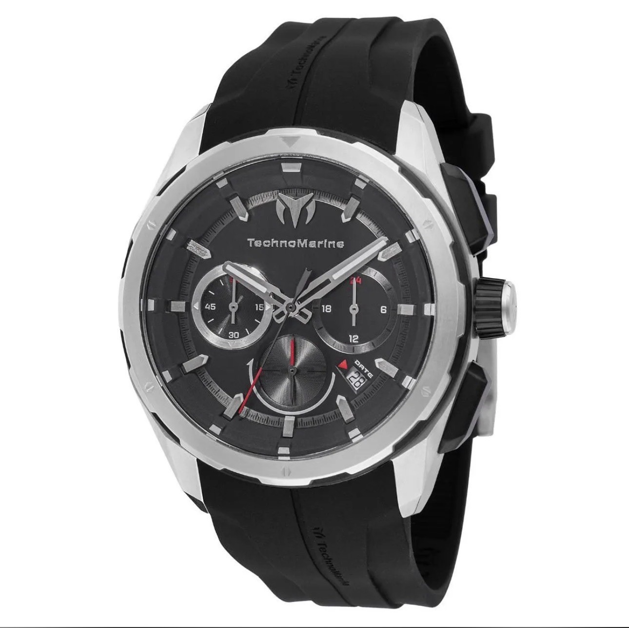 Technomarine Men’s Watch Ocean Nomad Chrono Black Dial Silicone Strap 318098 New