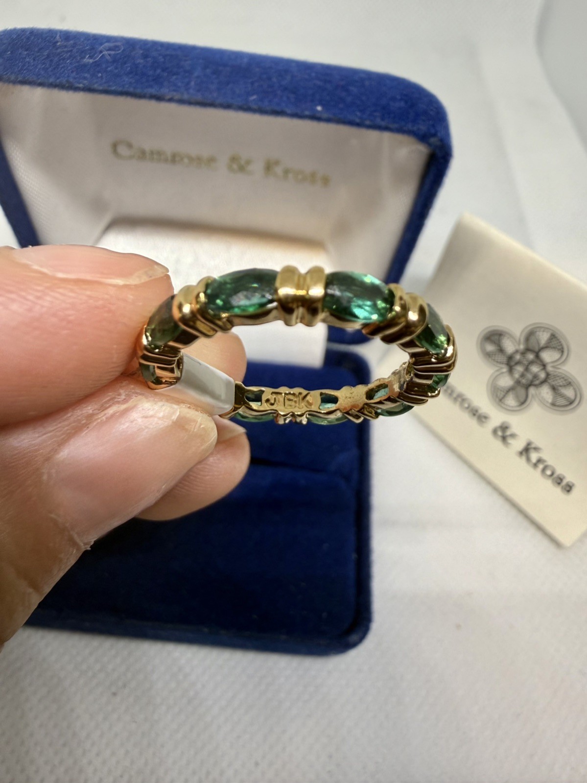 CAMROSE & KROSS JBK 925 JACQUELINE KENNEDY EMERALD ETERNITY BAND 7