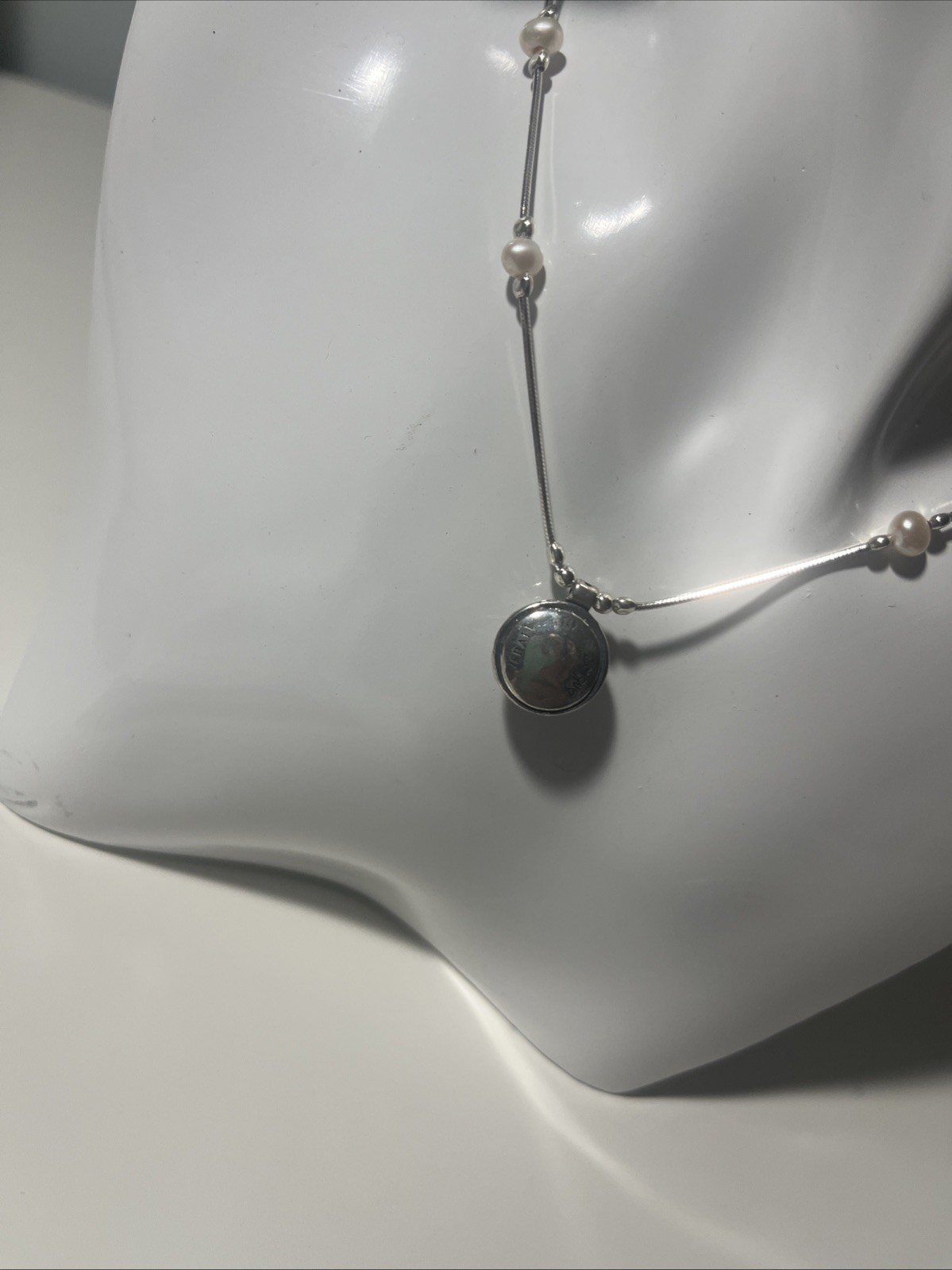 Passage To Israel Sterling Silver 18” Fresh Water Pearl Pendant Necklace NIB