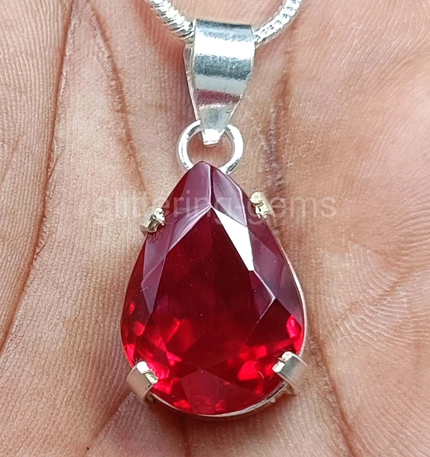 32.5 Ct Natural Red Ruby Pendant Pear Cut IGL Certified Loose Gemstone 5JSS